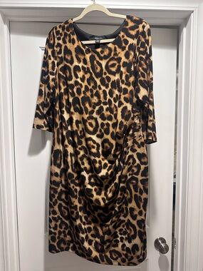 Ronni Nicole Leopard Print Midi Dress - Brown & Black 20W